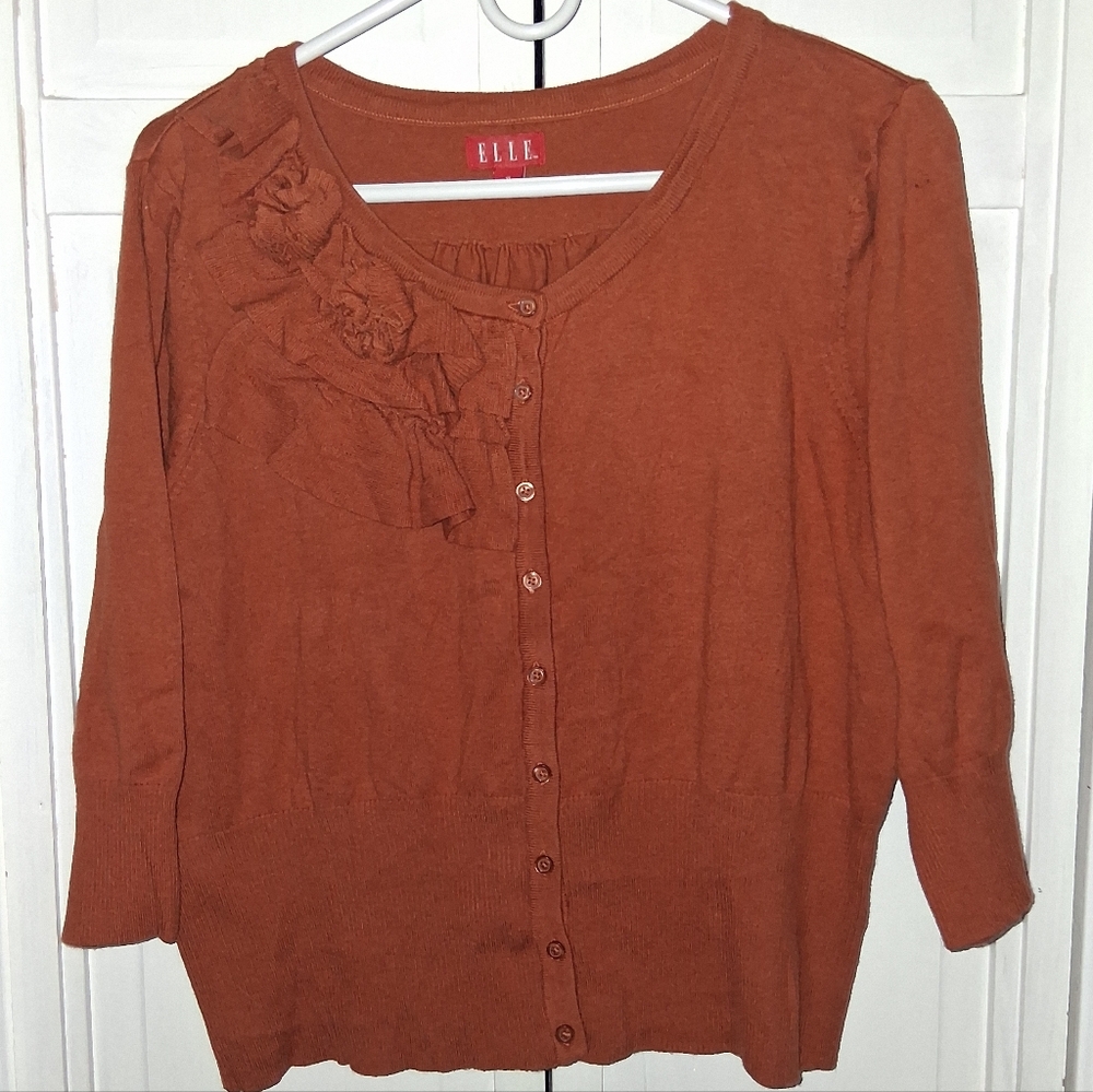 Elle Terracotta Button-Up Cardigan